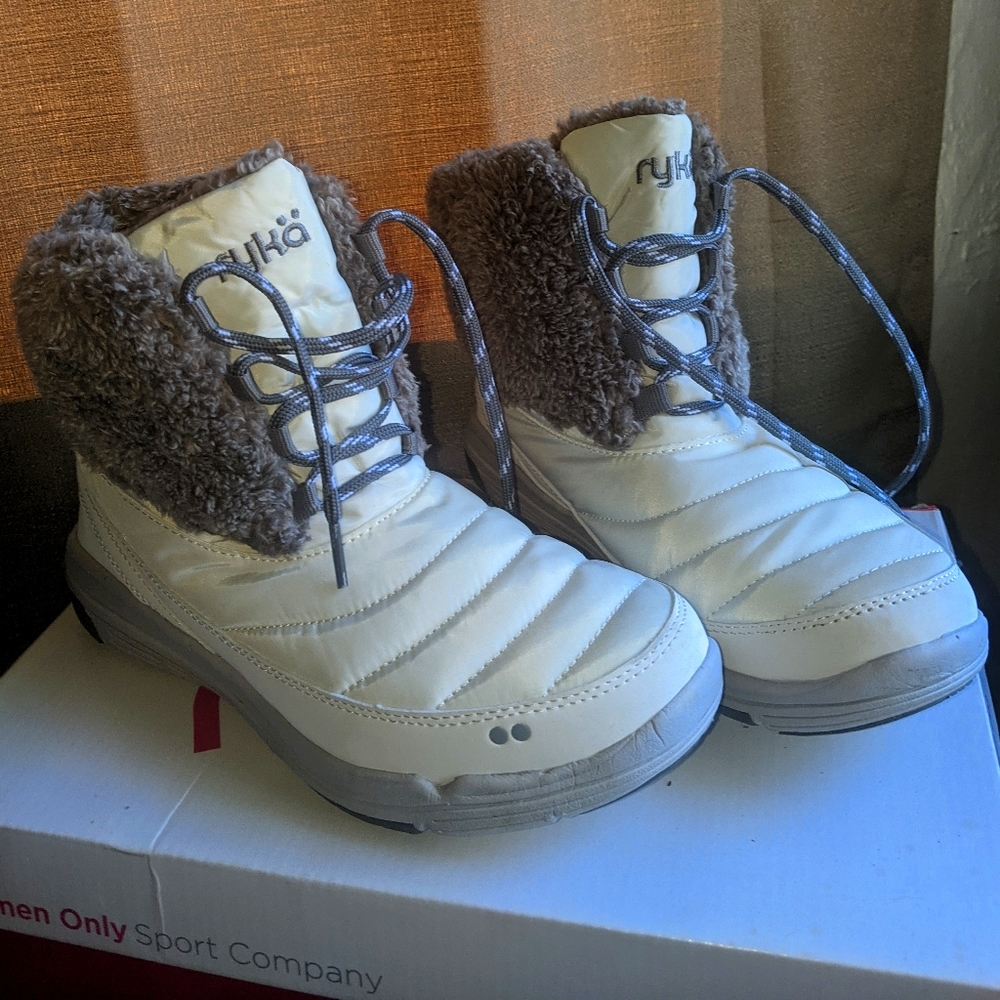 White and Gray Ryka Booties